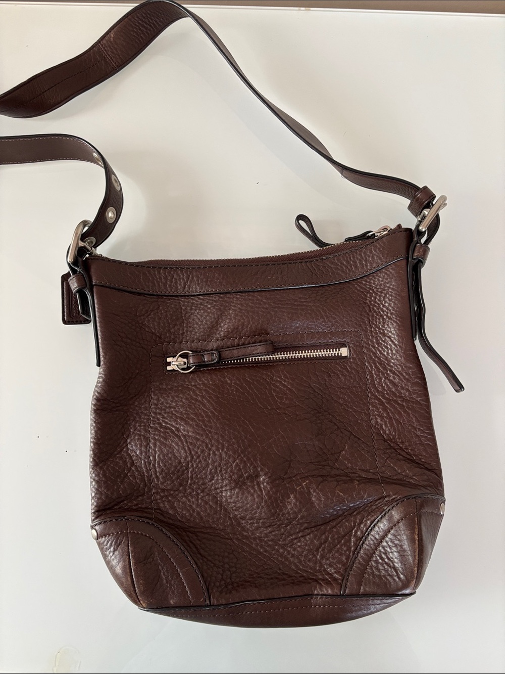 Coach Brown Pebbled Leather Shoulder Bag